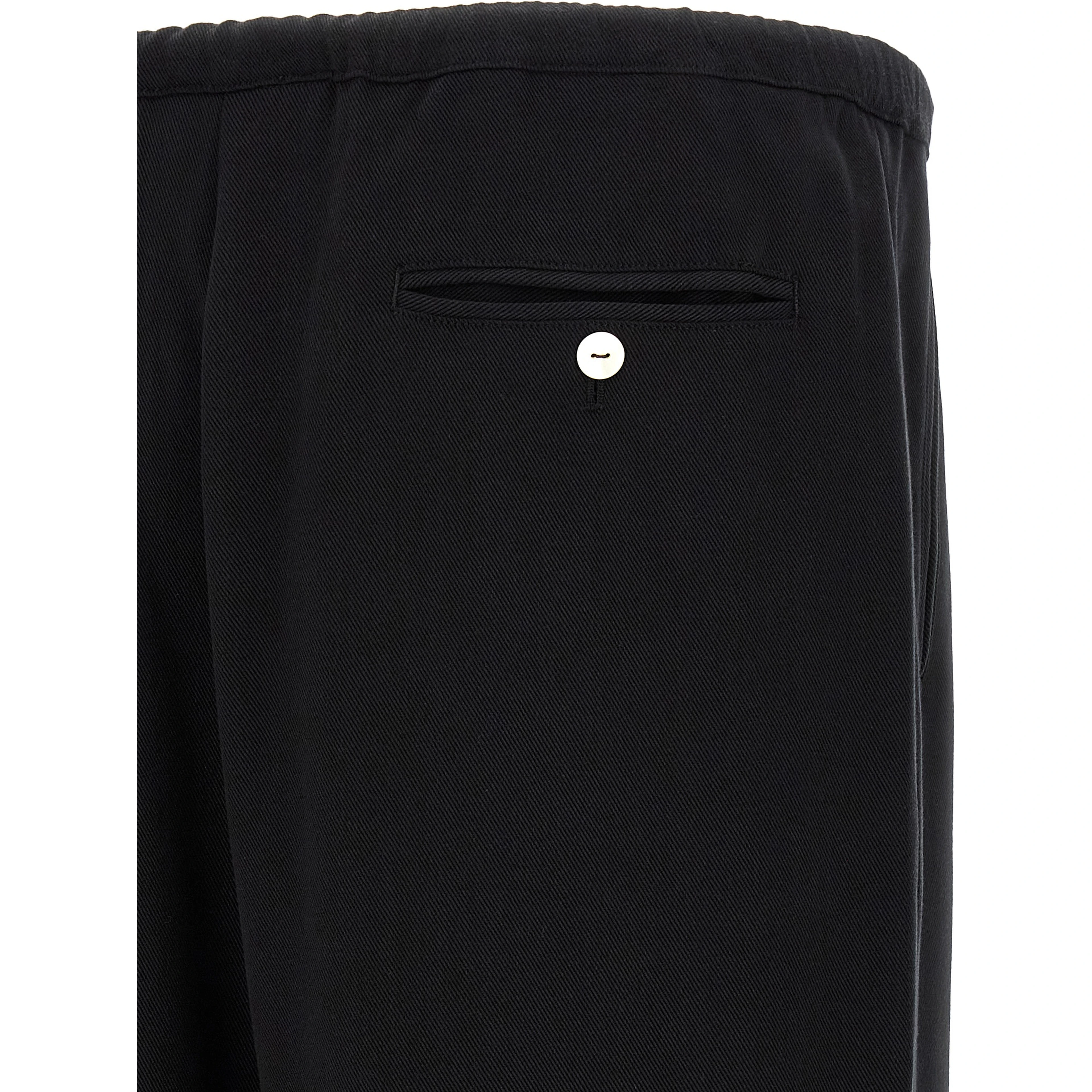 Black Cotton-Like Casual Pants