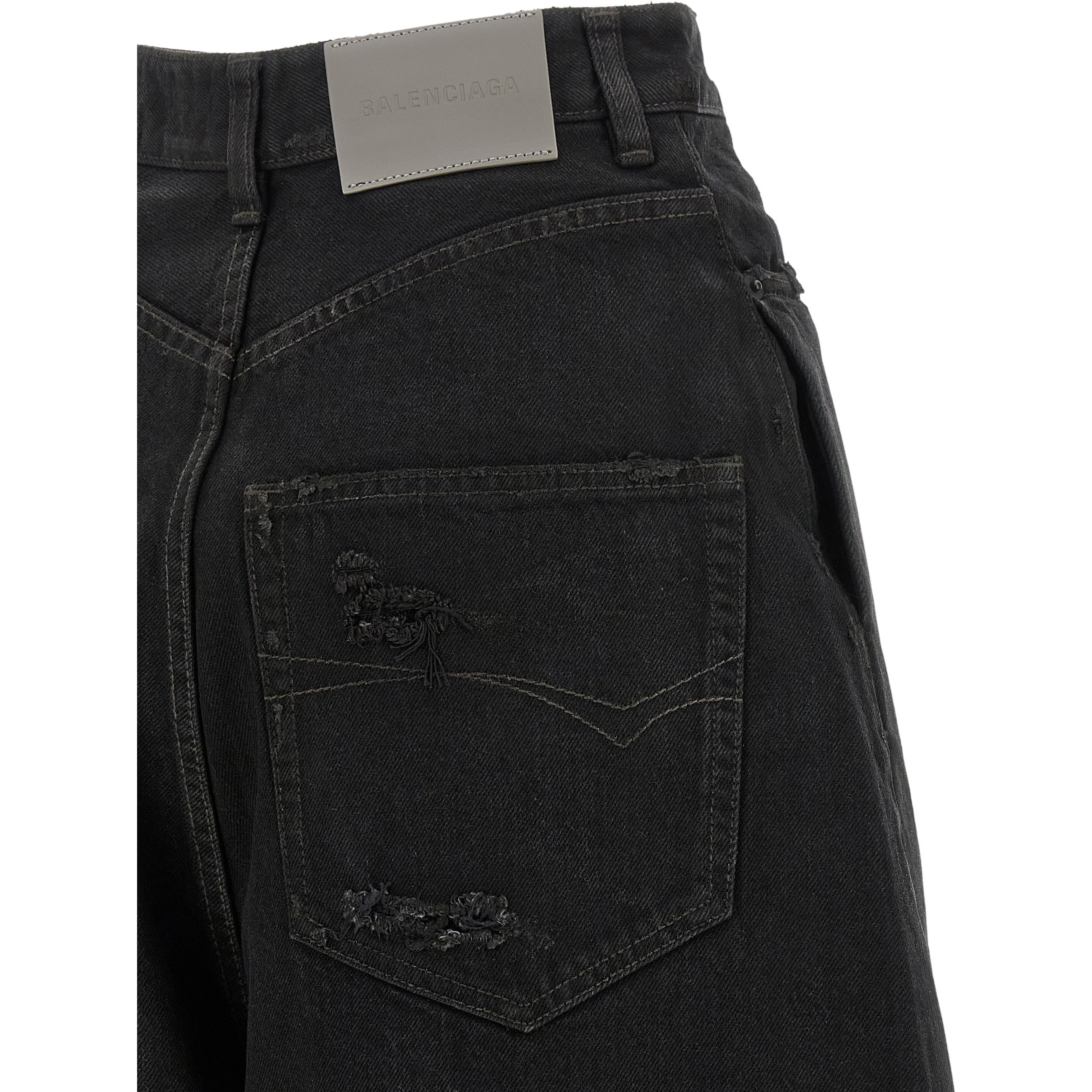 Black Cotton High-Waisted Jean
