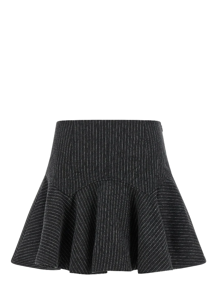 Gray Polyester Long Skirt
