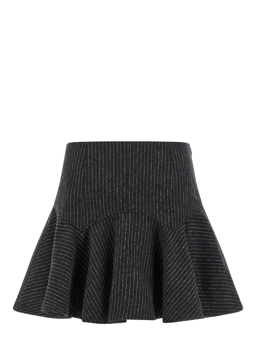 Gray Polyester Long Skirt