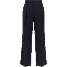 Blue Polyester Casual Pants