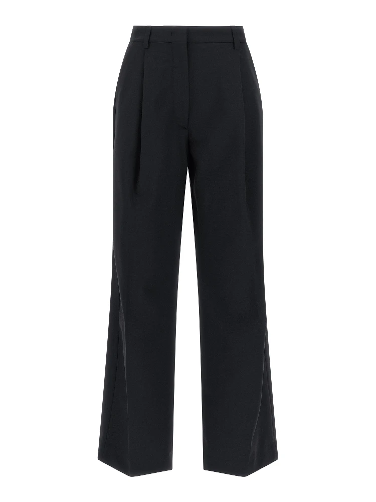 Blue Polyester Casual Pants