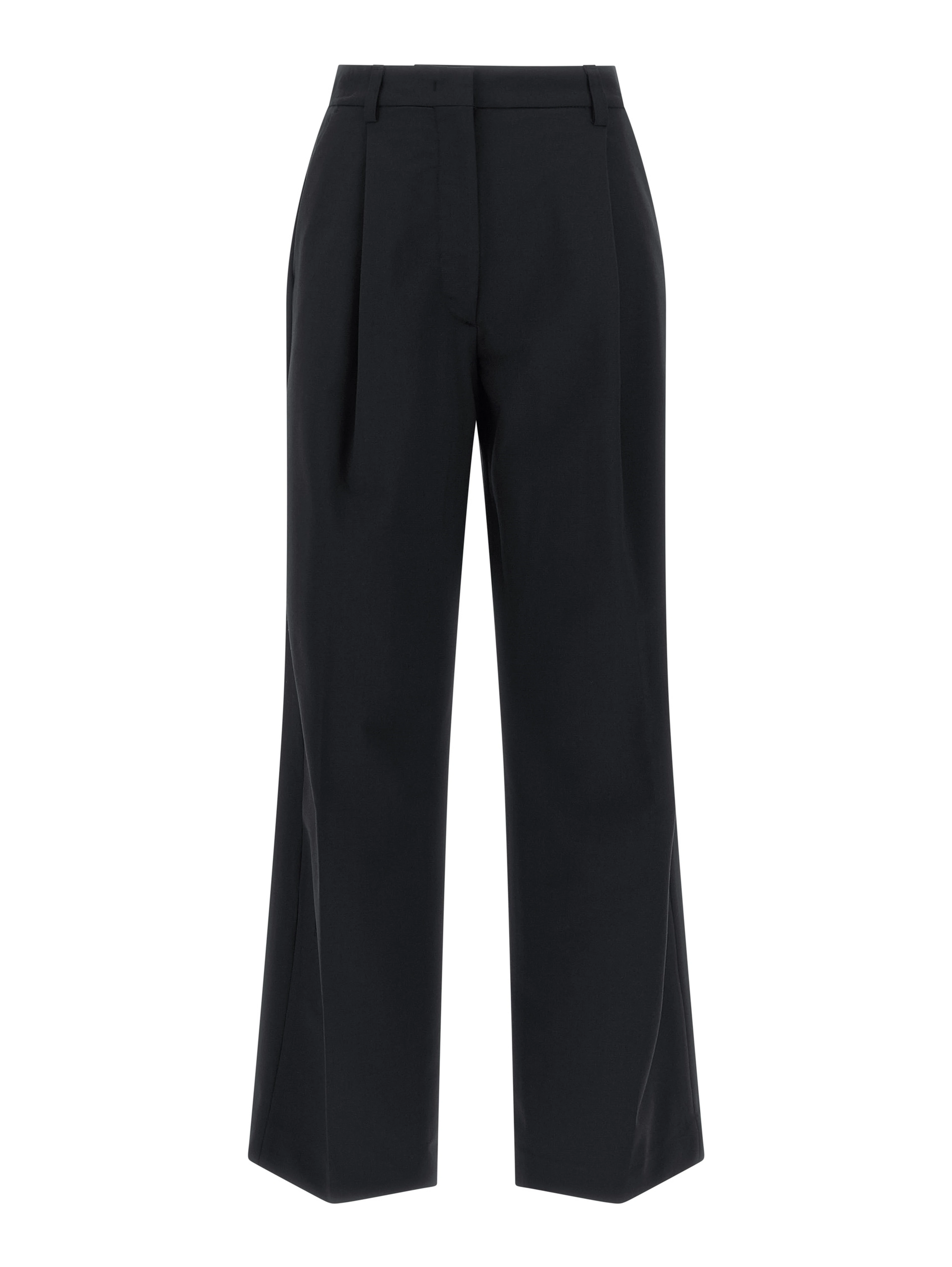 Blue Polyester Casual Pants