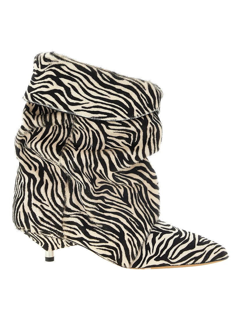 Bicolor Cowhide Ankle Boots