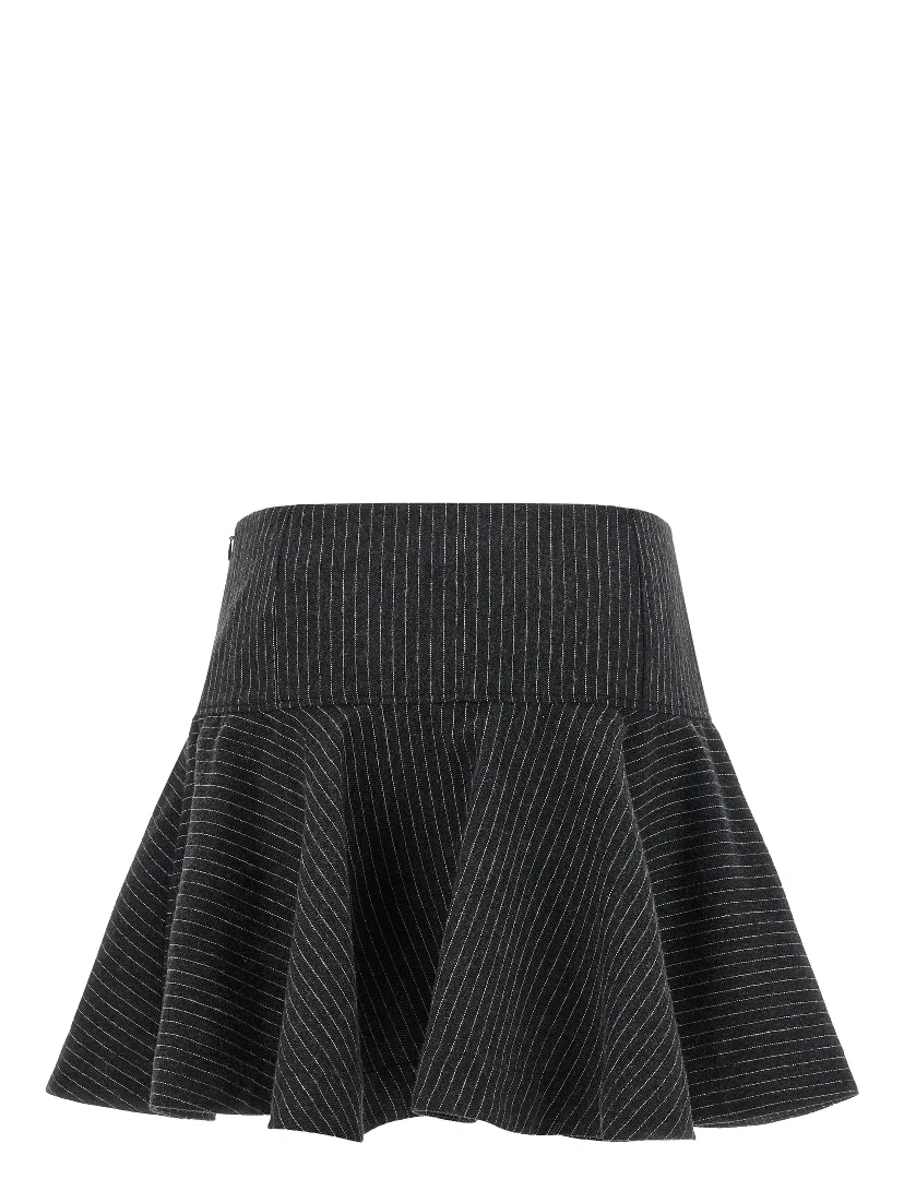 Gray Polyester Long Skirt