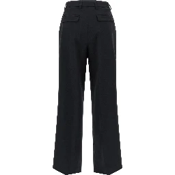 Blue Polyester Casual Pants