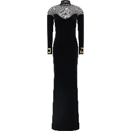 Black Polyester Long Dress
