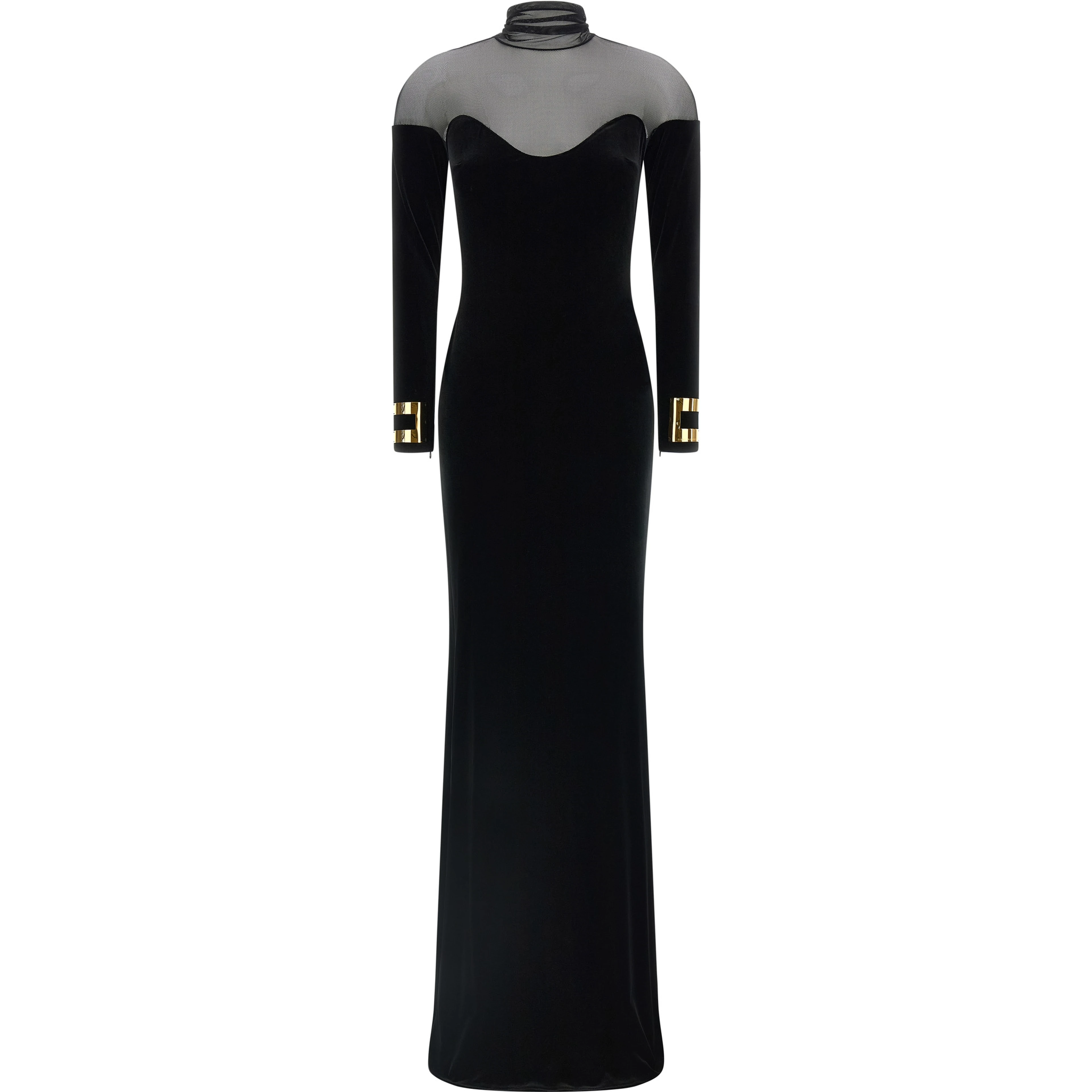 Black Polyester Long Dress