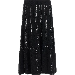 Black Viscose Midi Skirt