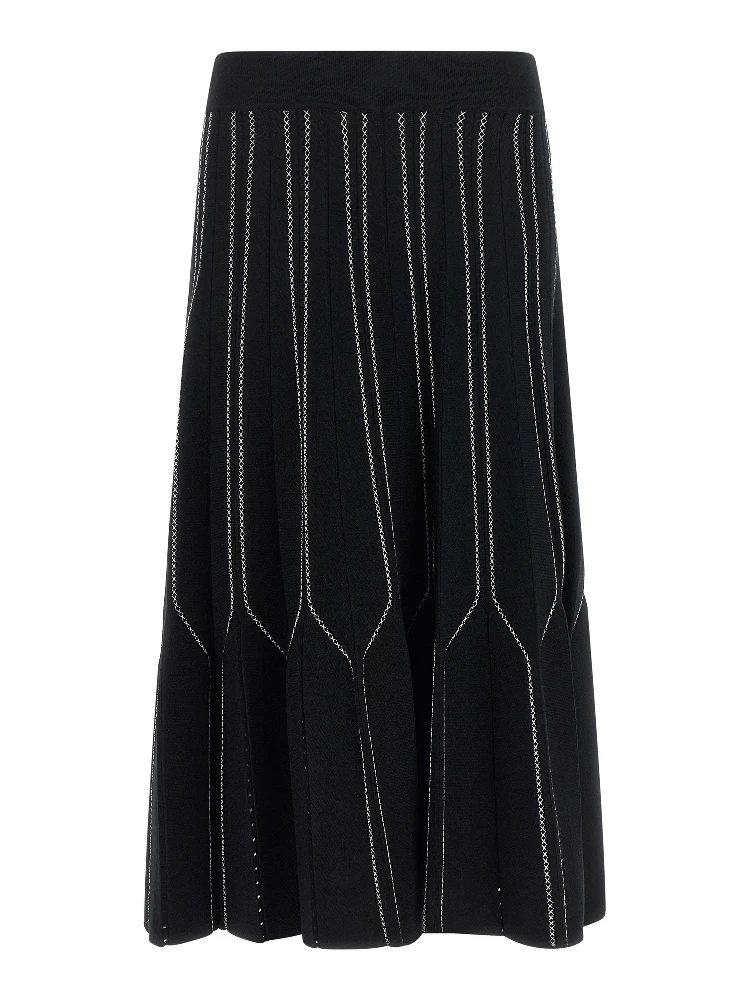 Black Viscose Midi Skirt