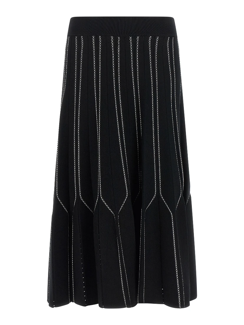 Black Viscose Midi Skirt