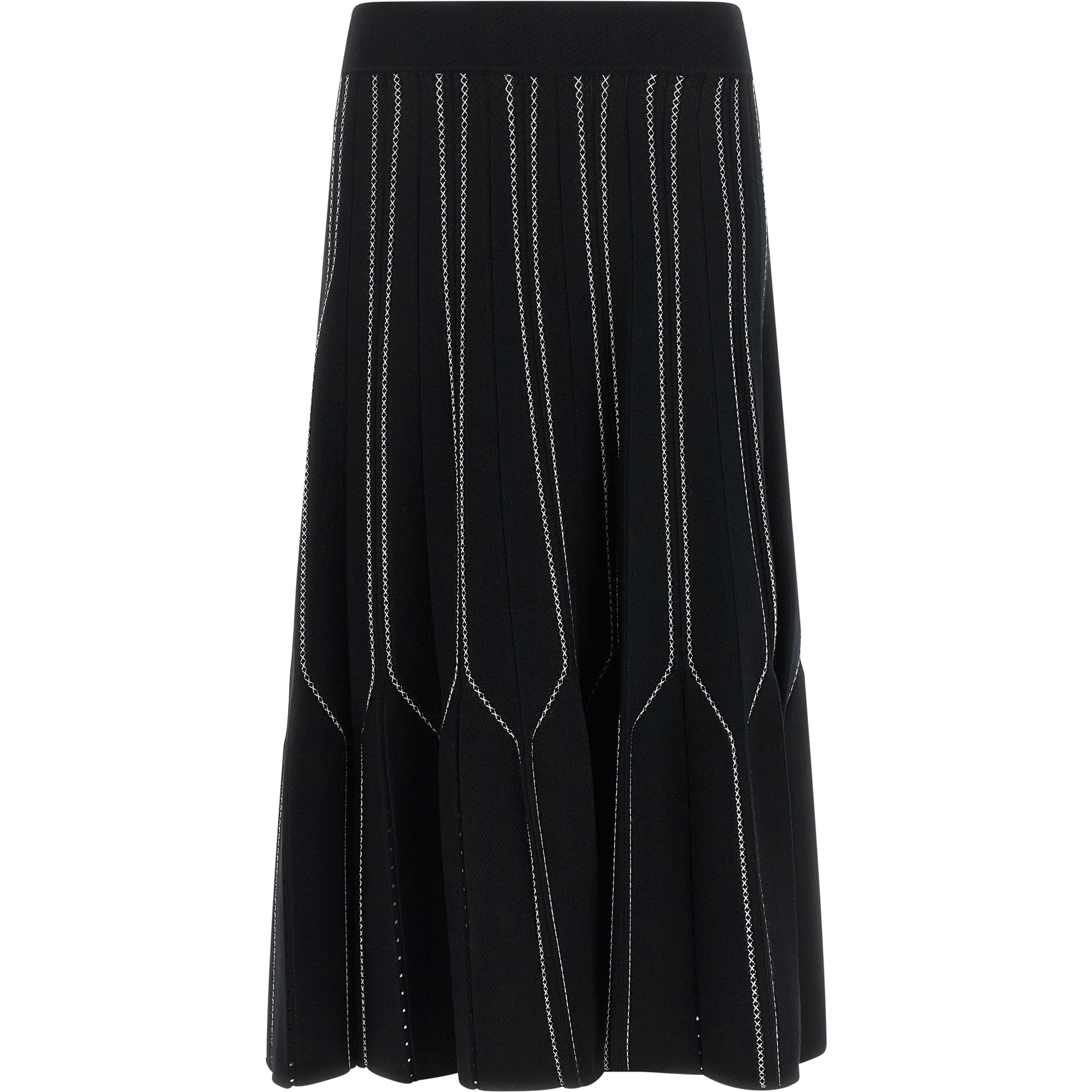 Black Viscose Midi Skirt