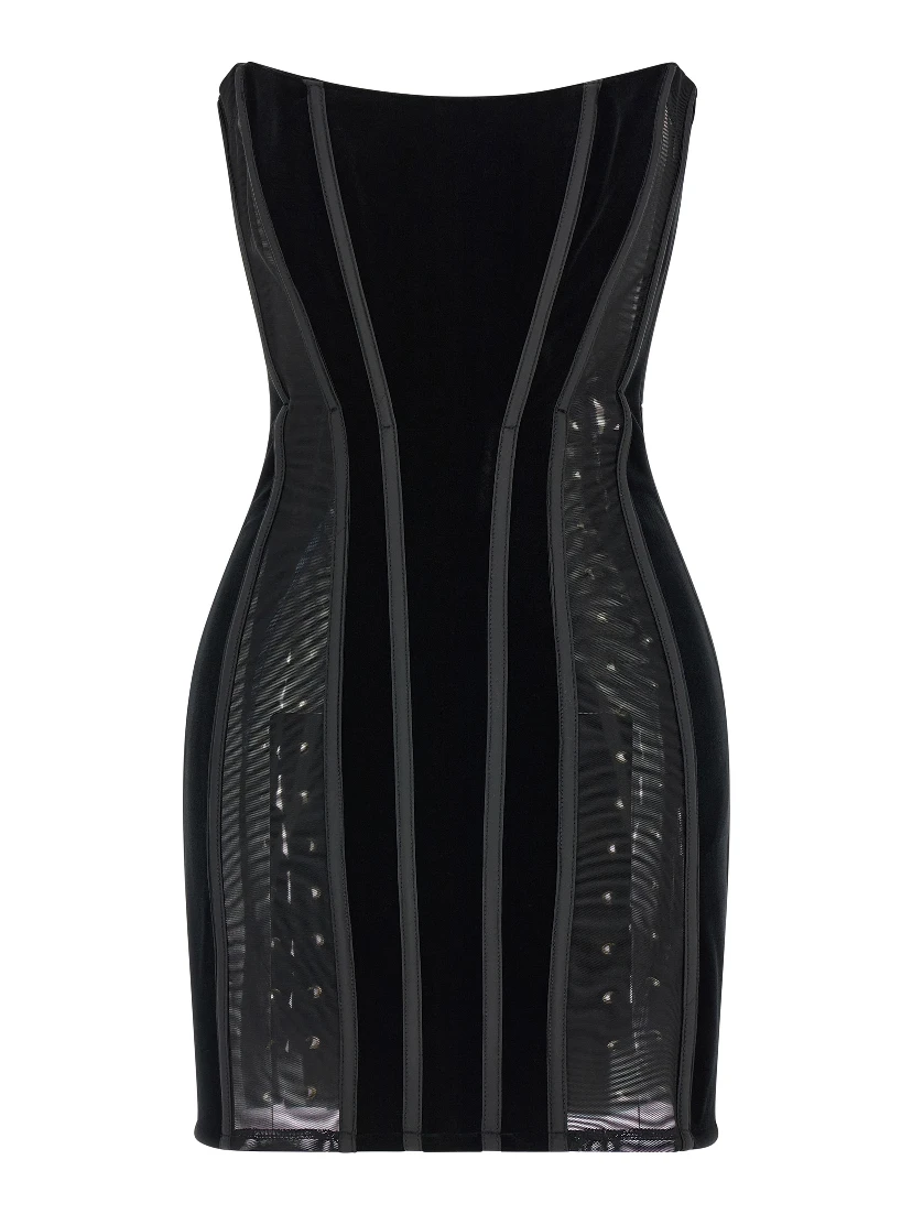 Black Polyester Short Dress