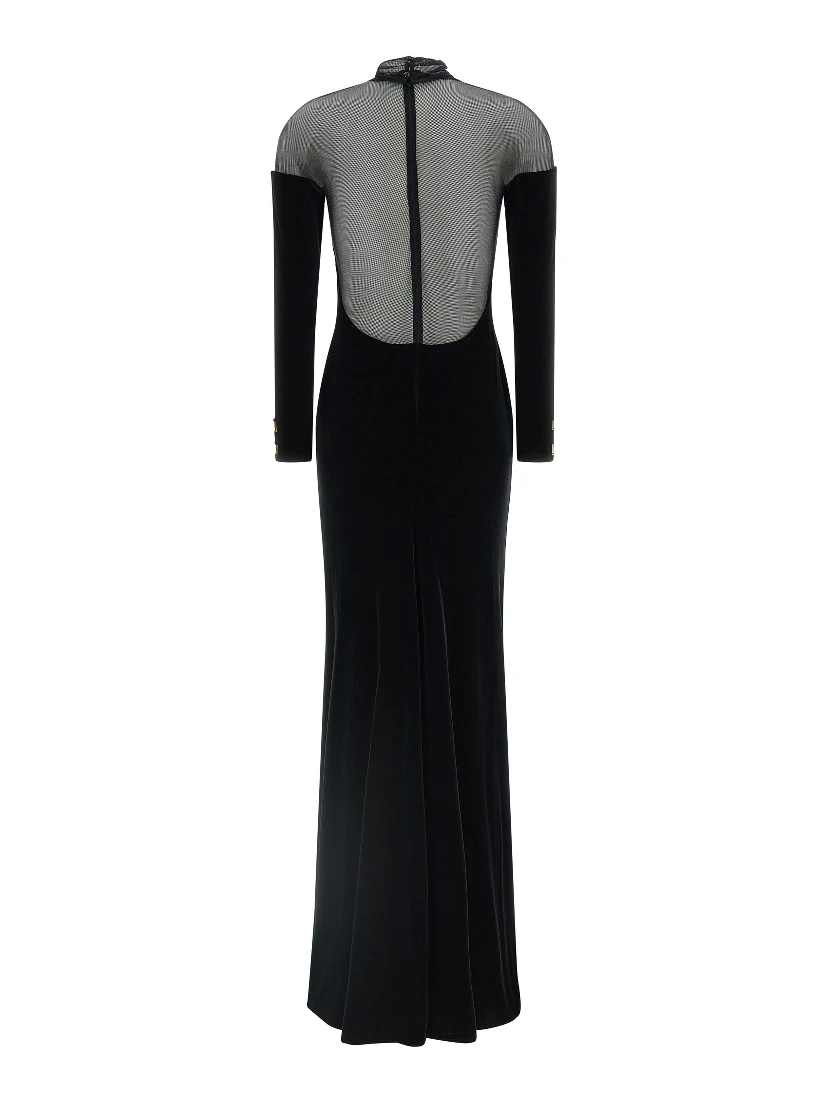 Black Polyester Long Dress