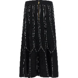 Black Viscose Midi Skirt
