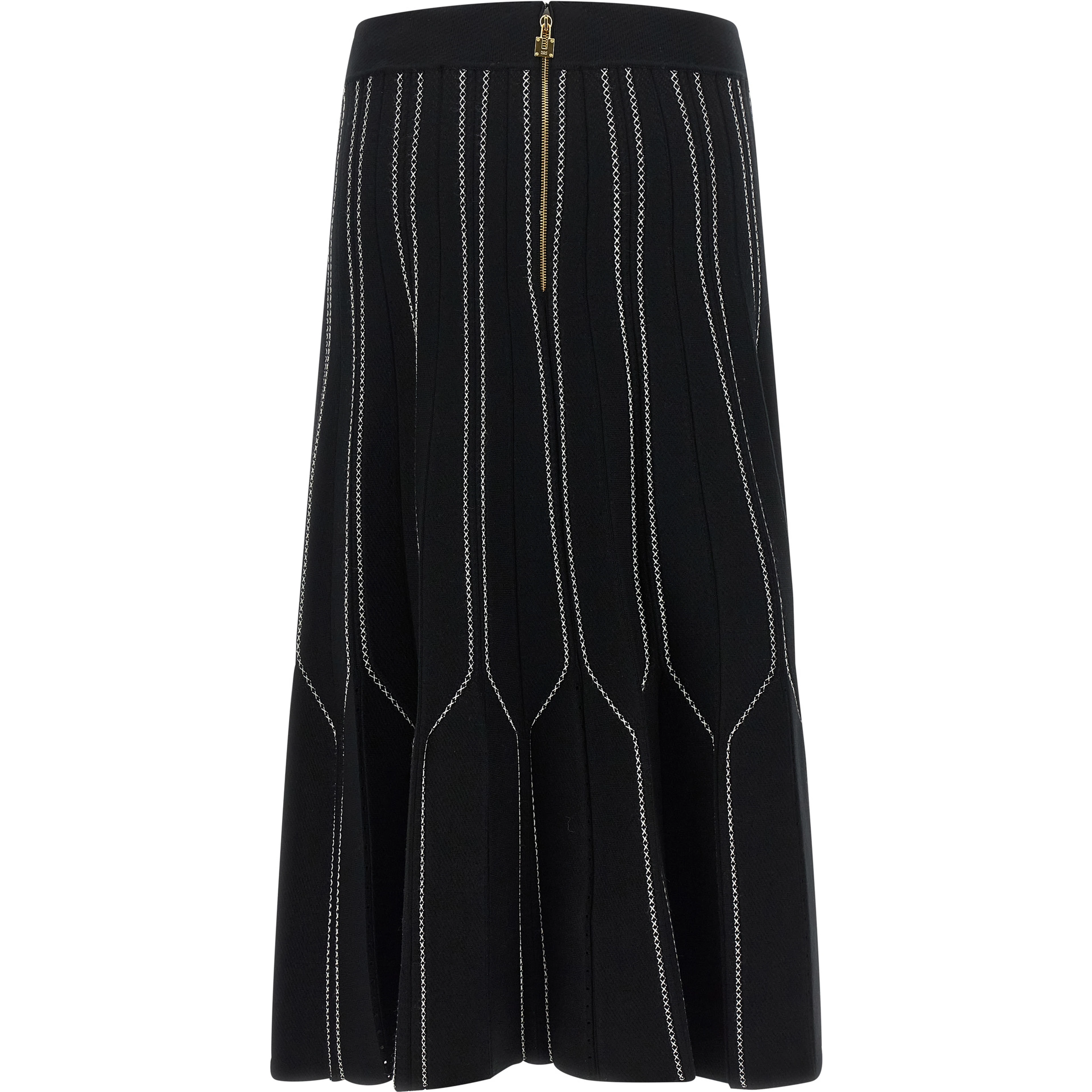Black Viscose Midi Skirt