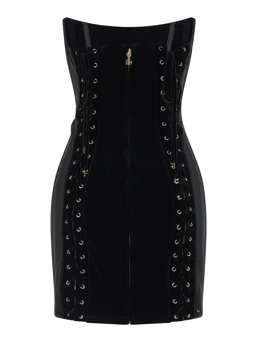 Black Polyester Short Dress