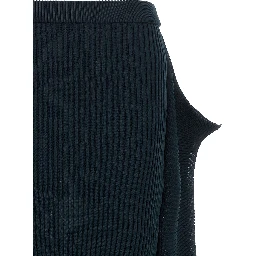 Blue Polyester Midi Skirt