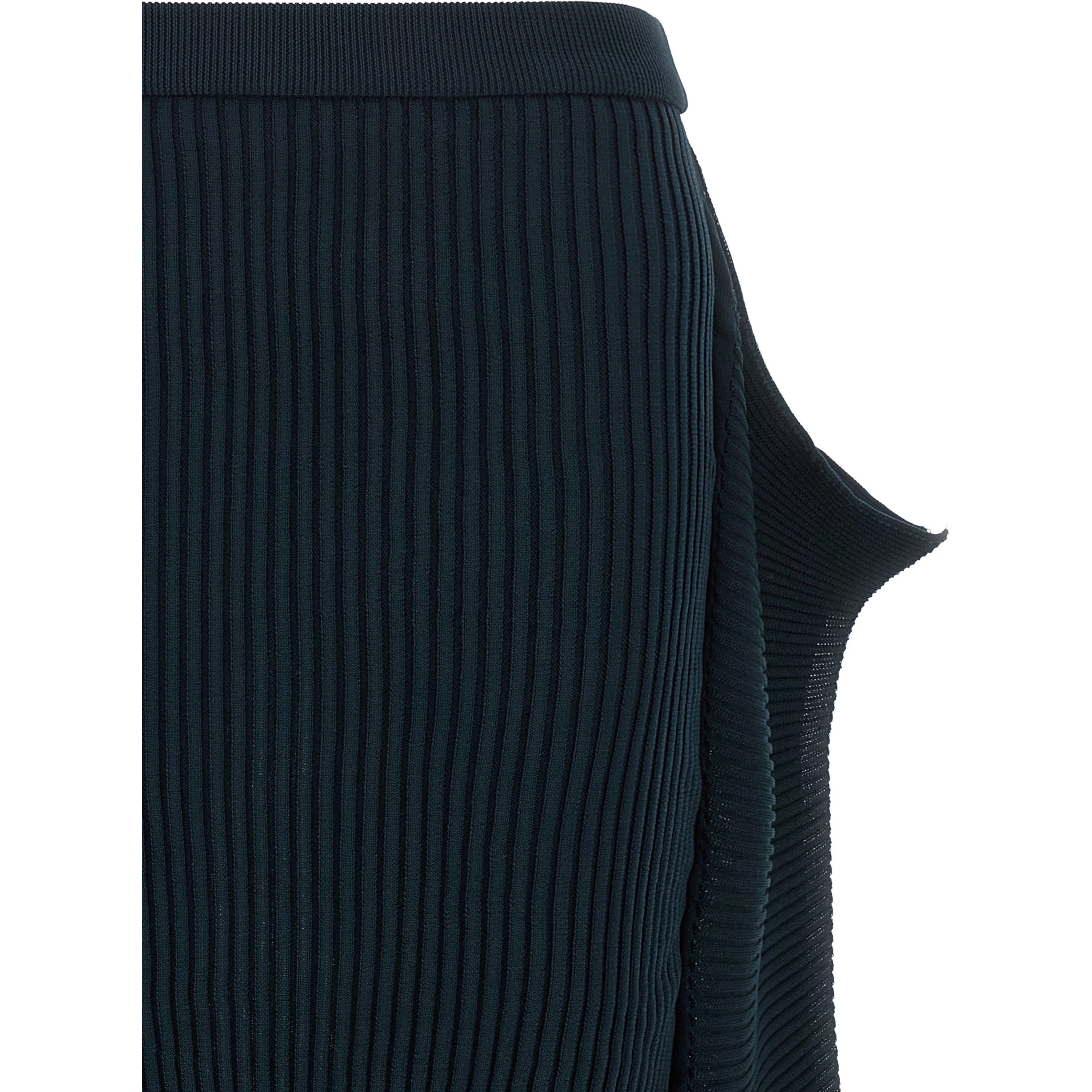 Blue Polyester Midi Skirt