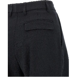 Blue Polyester Casual Pants