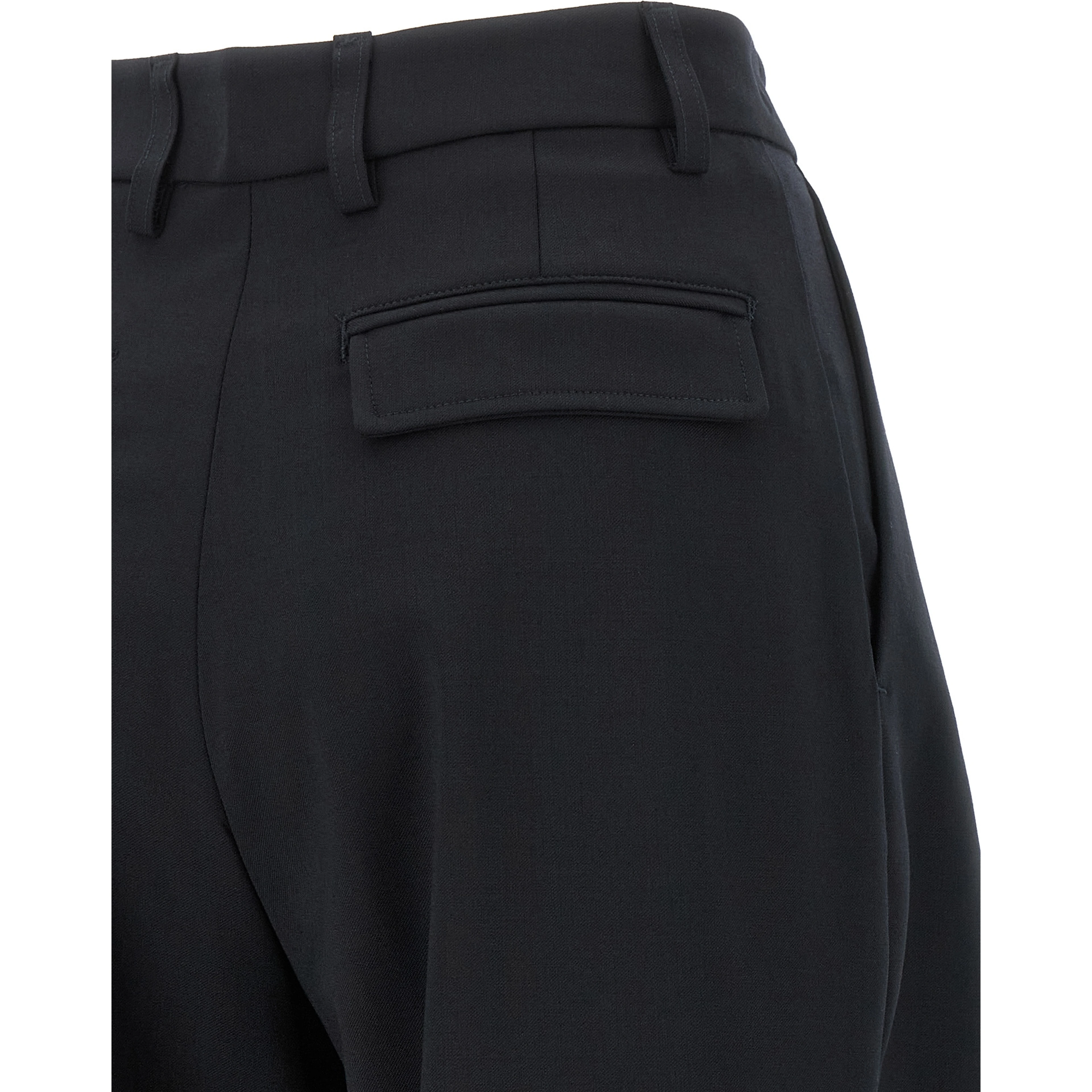 Blue Polyester Casual Pants