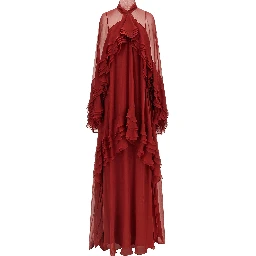 Bordeaux Silk Long Dress