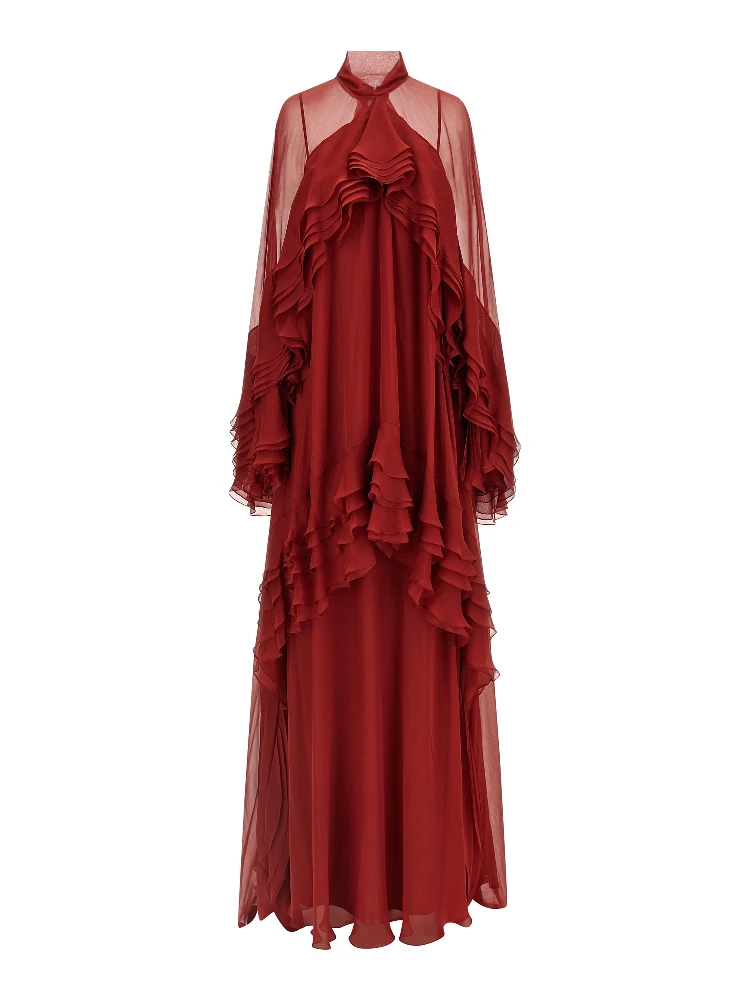 Bordeaux Silk Long Dress