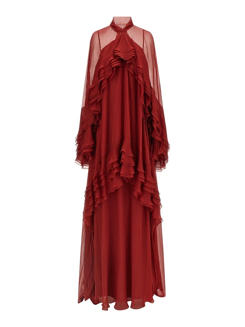 Bordeaux Silk Long Dress