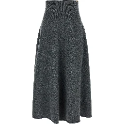 Gray Cashmere Midi Skirt