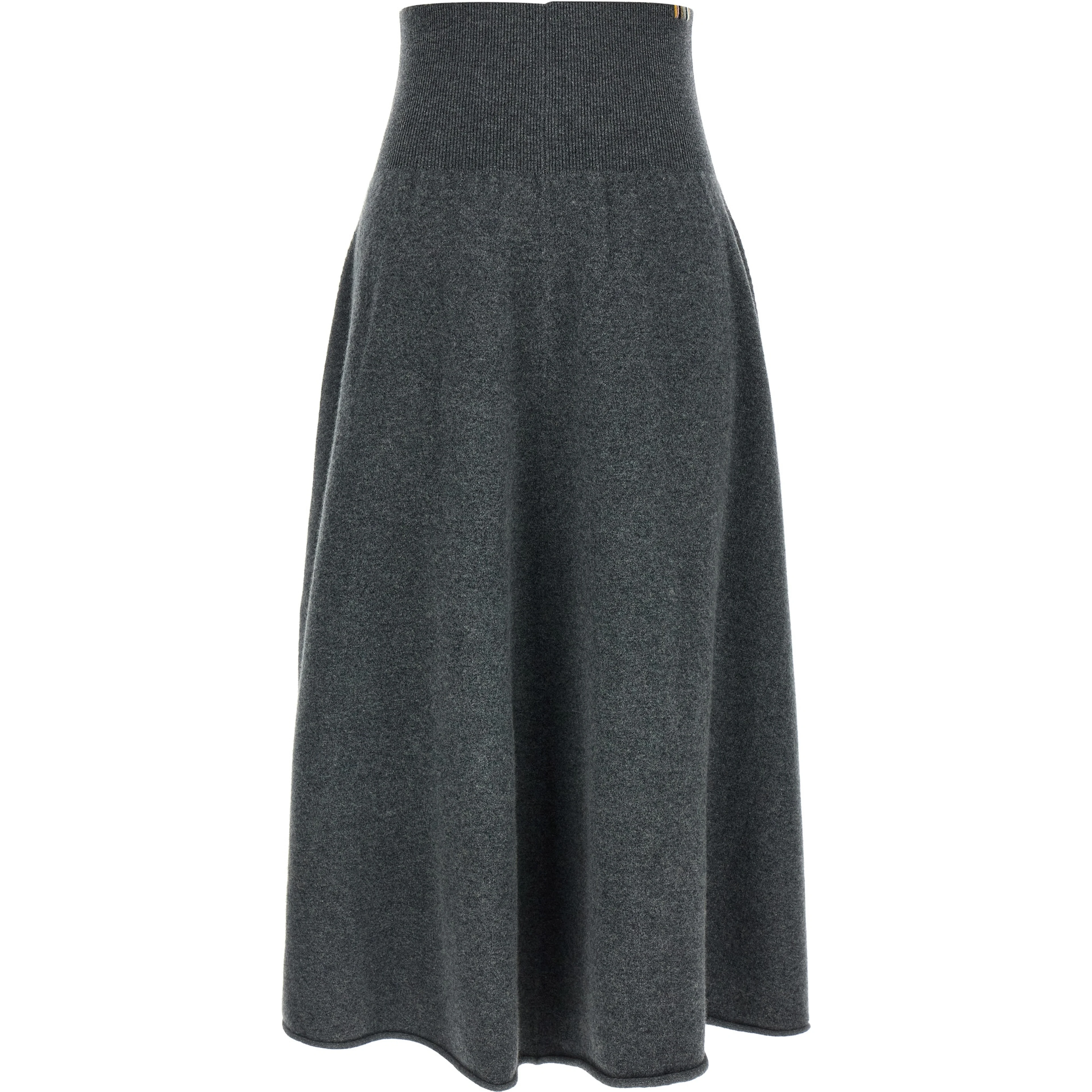 Gray Cashmere Midi Skirt