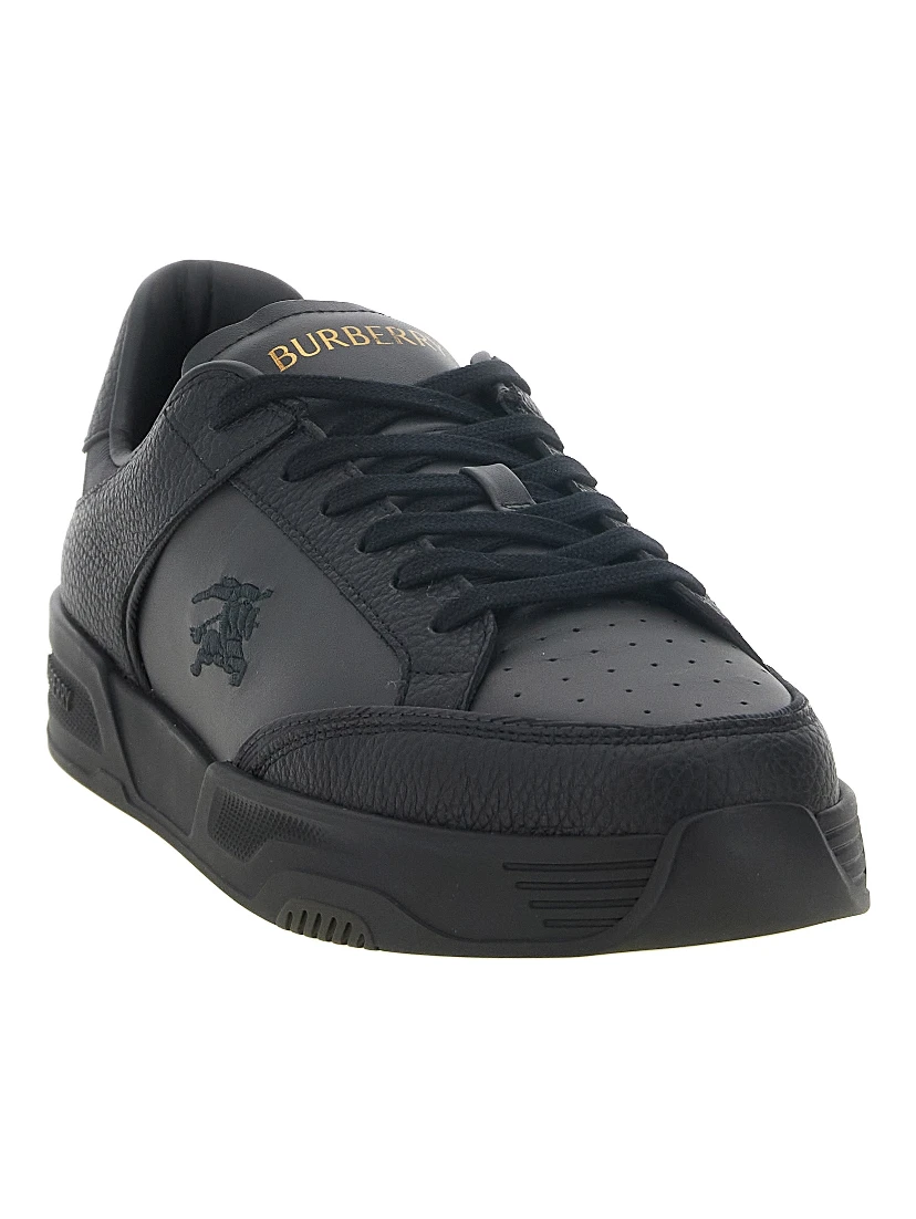 Black Leather Chunky Sneakers
