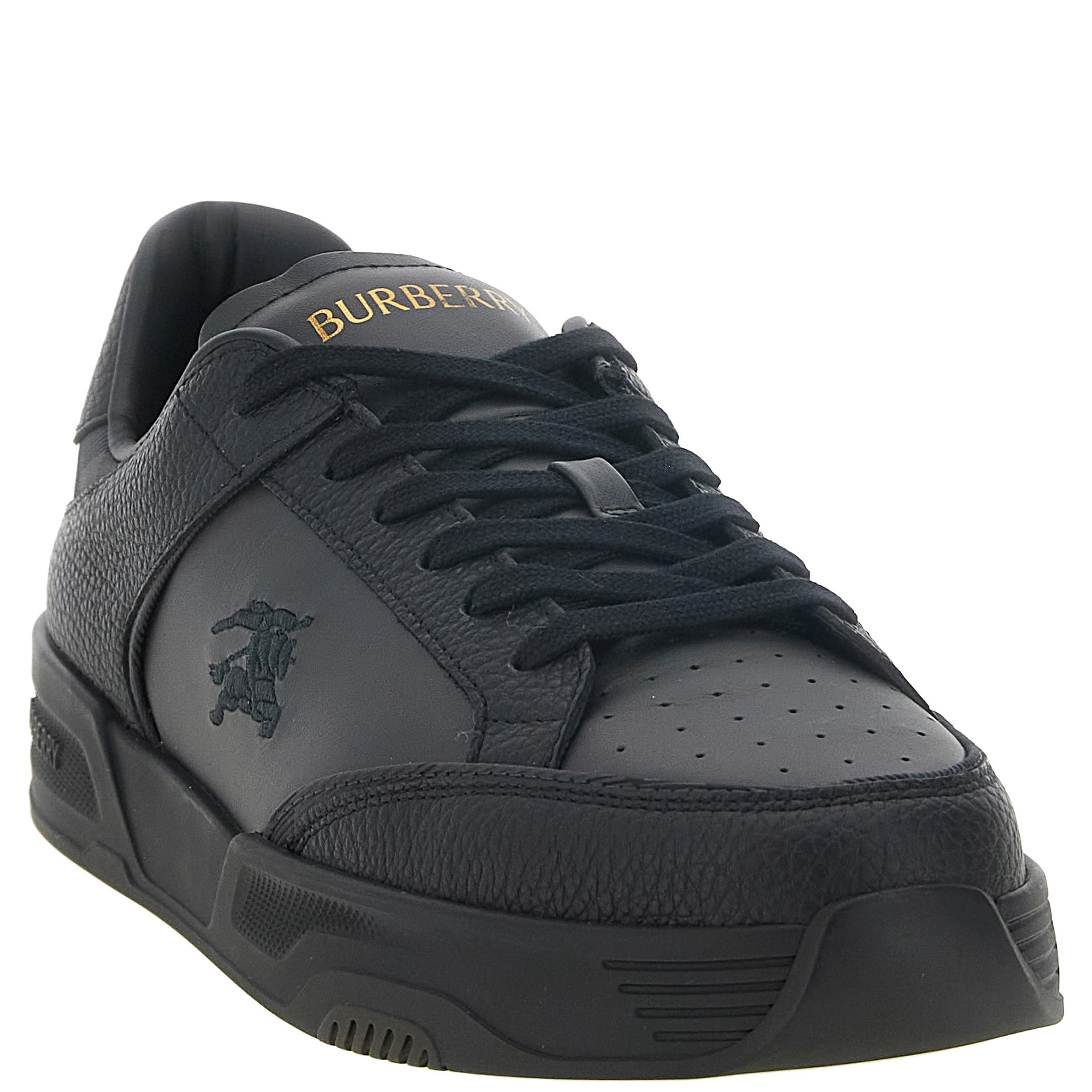 Black Leather Chunky Sneakers