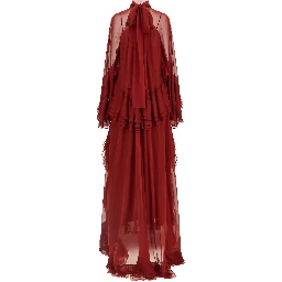 Bordeaux Silk Long Dress