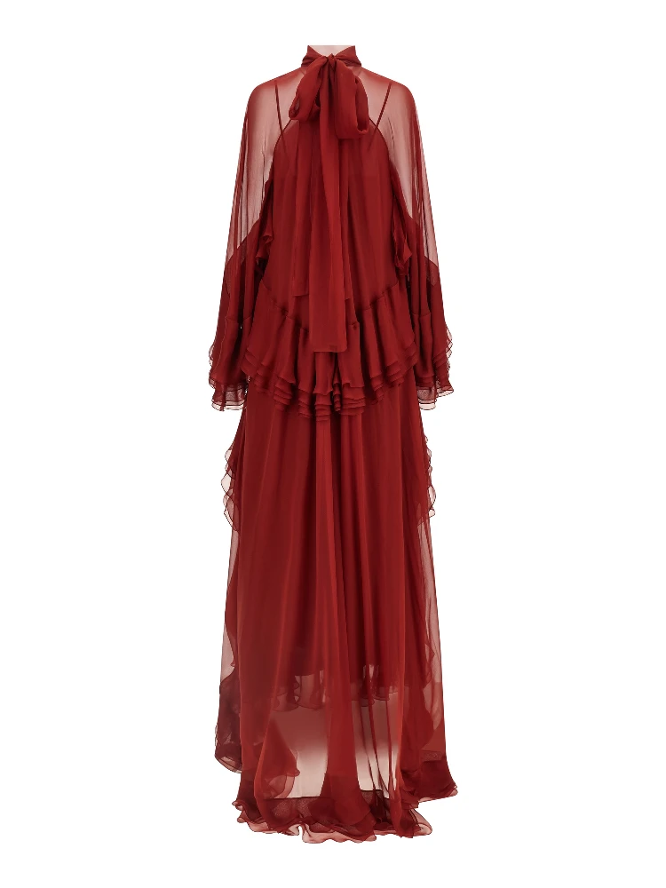 Bordeaux Silk Long Dress alternative