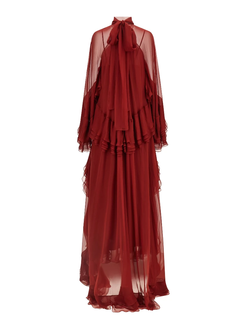 Bordeaux Silk Long Dress