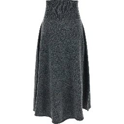 Gray Cashmere Midi Skirt