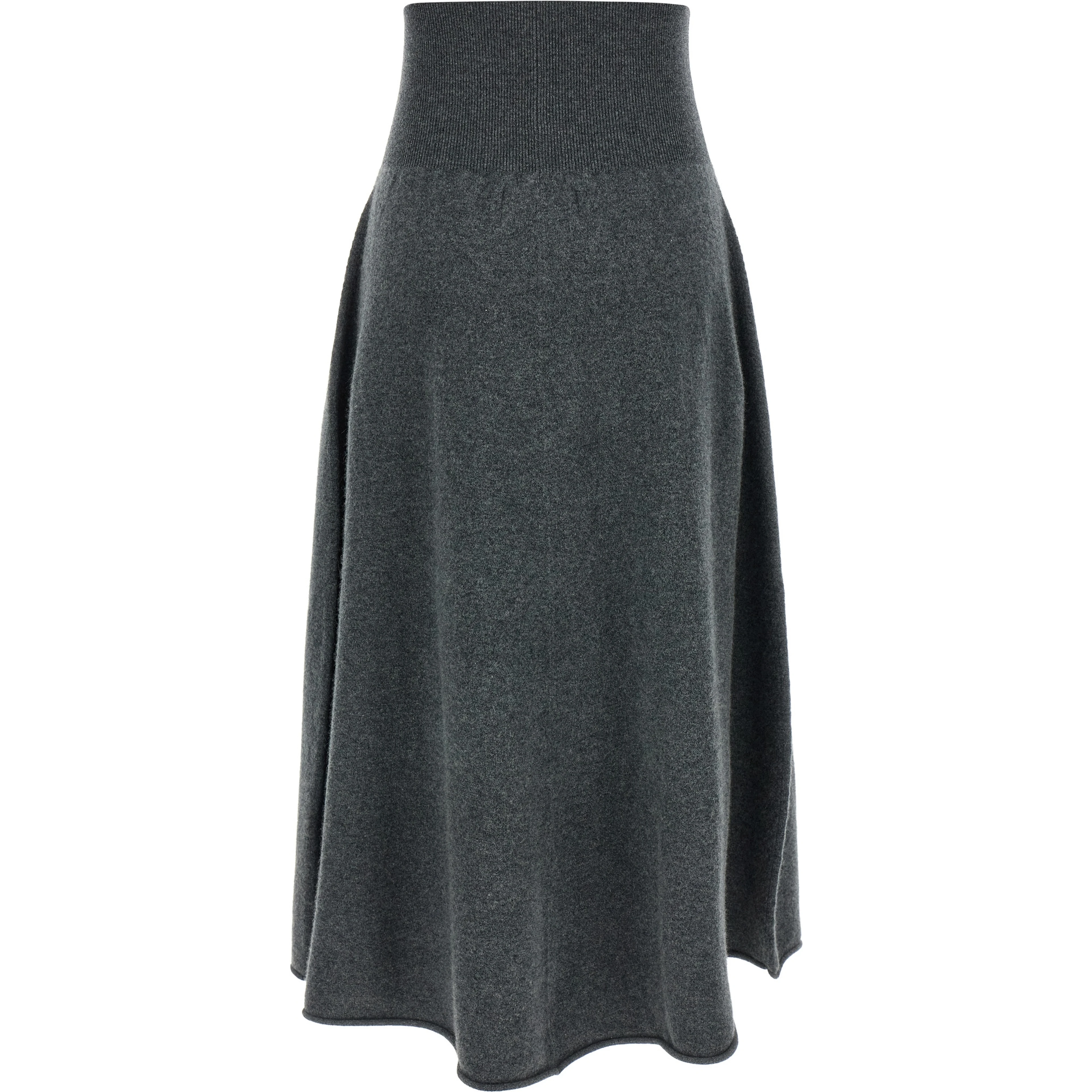 Gray Cashmere Midi Skirt