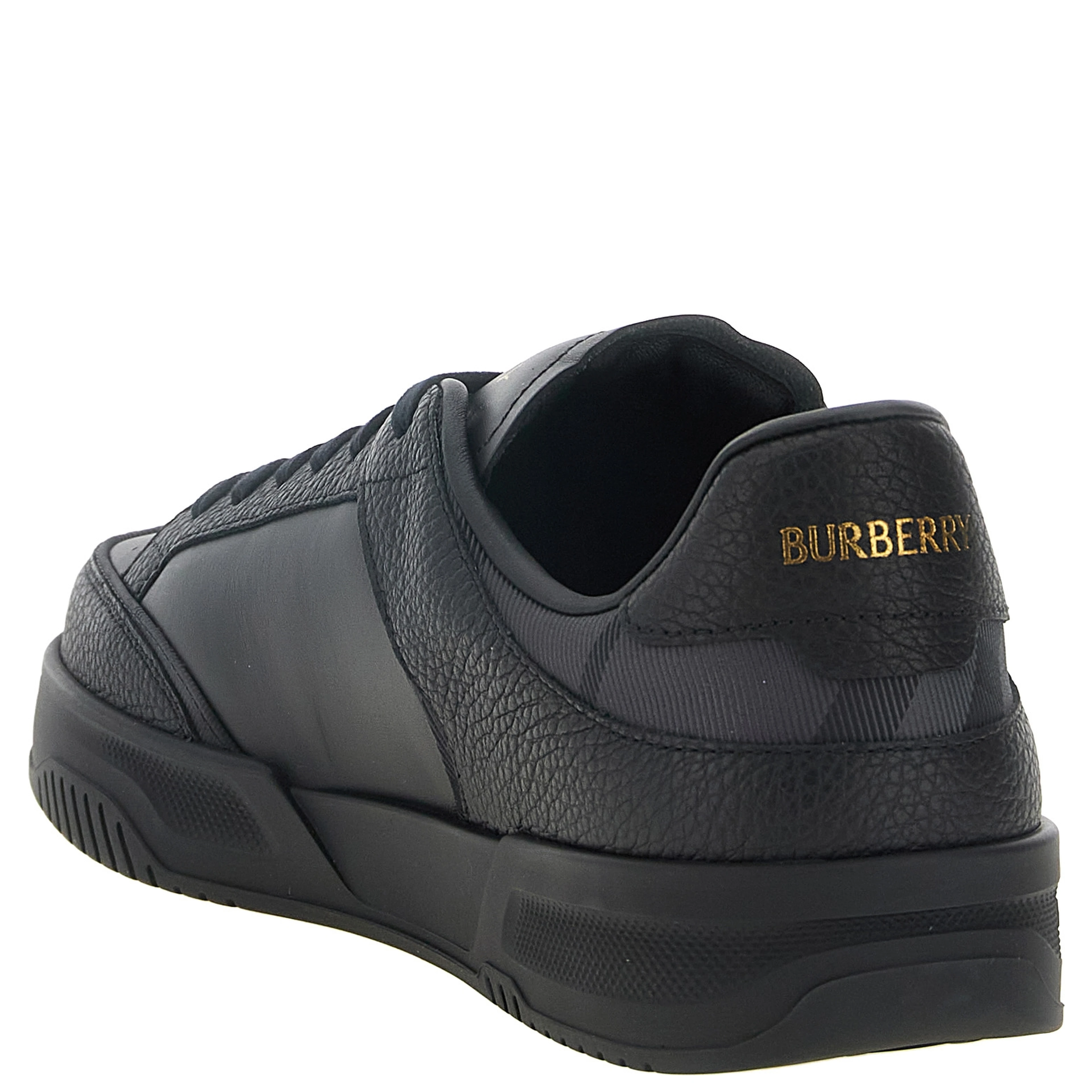 Black Leather Chunky Sneakers