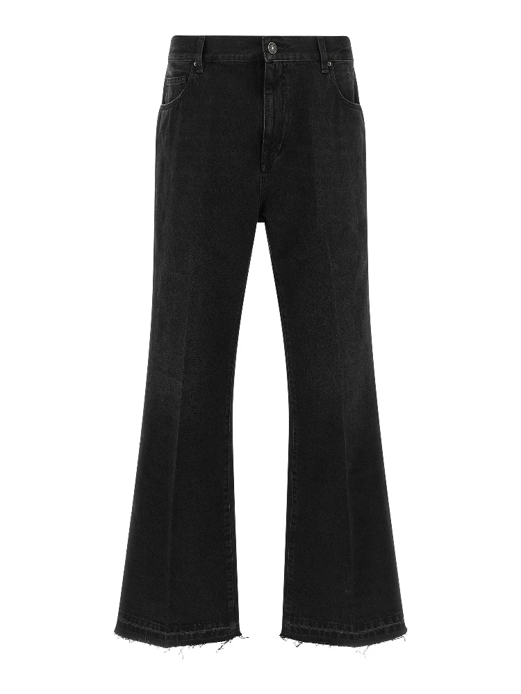 Black Cotton Flared Jeans