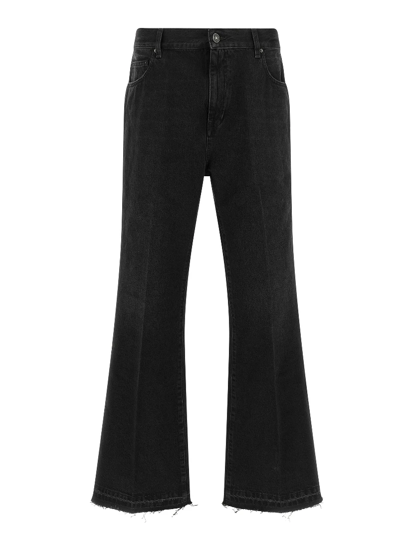 Black Cotton Flared Jeans