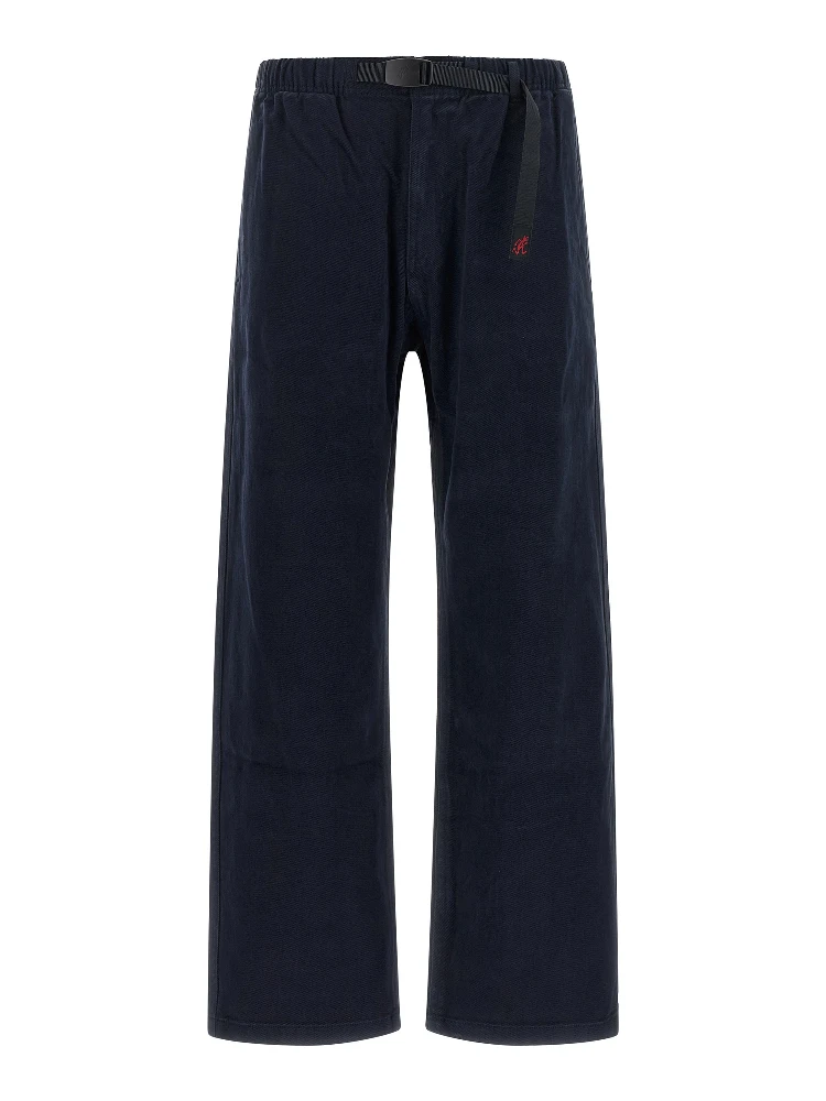 Blue Cotton Casual Pants