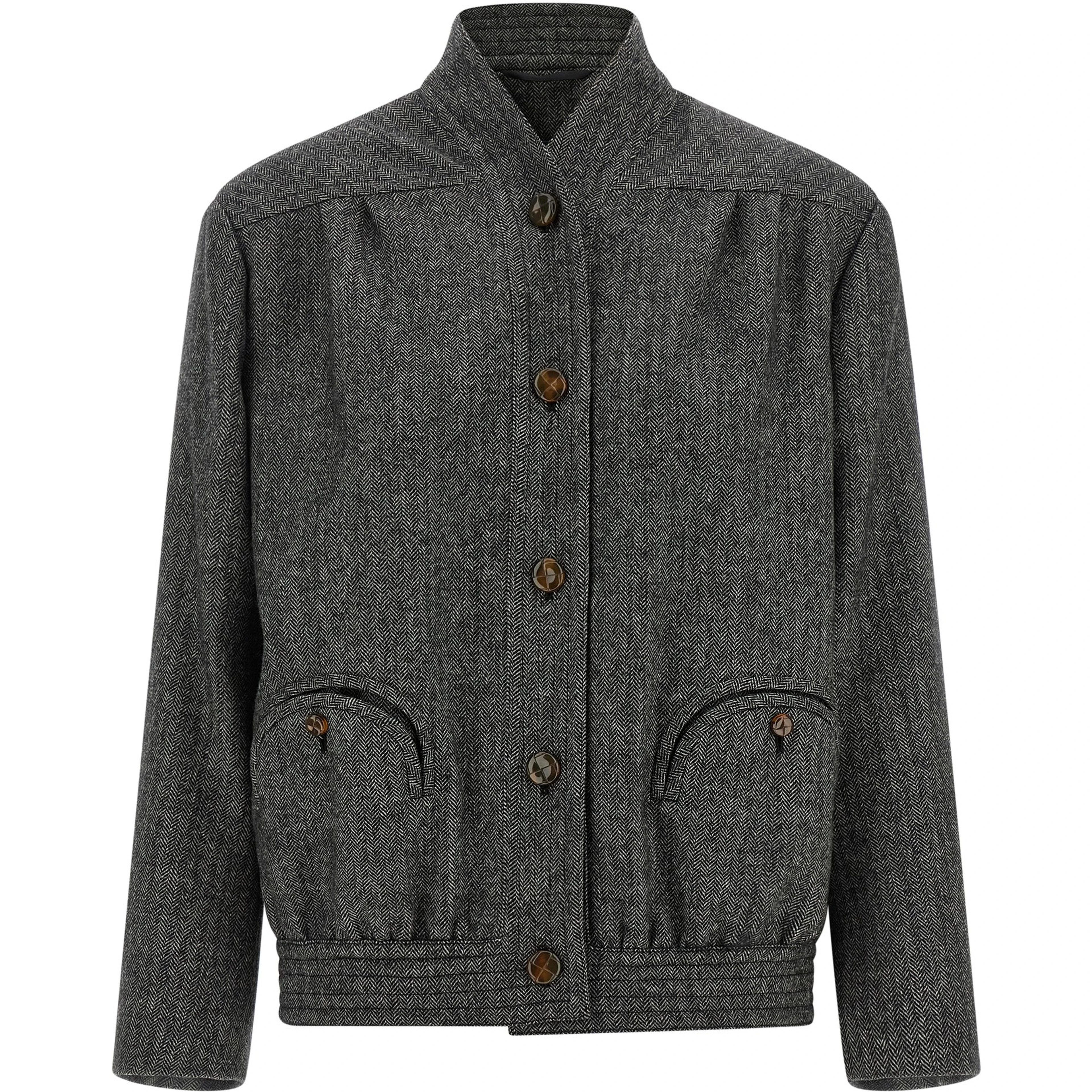 Gray Virgin Wool Full-Length Jacket