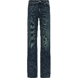 Blue Cotton Straight-Leg Jeans