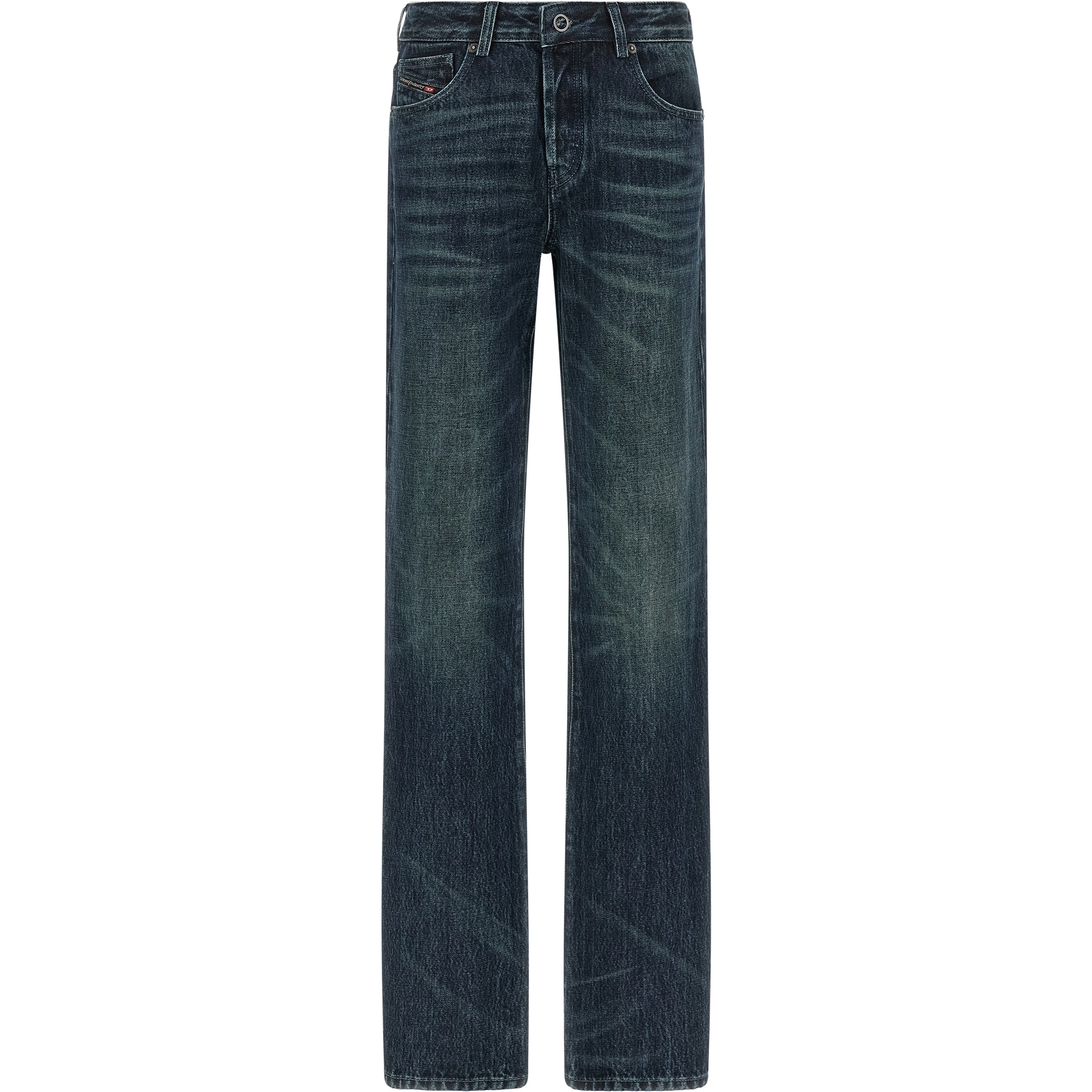 Blue Cotton Straight-Leg Jeans