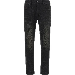 Black Cotton Tapered Jeans