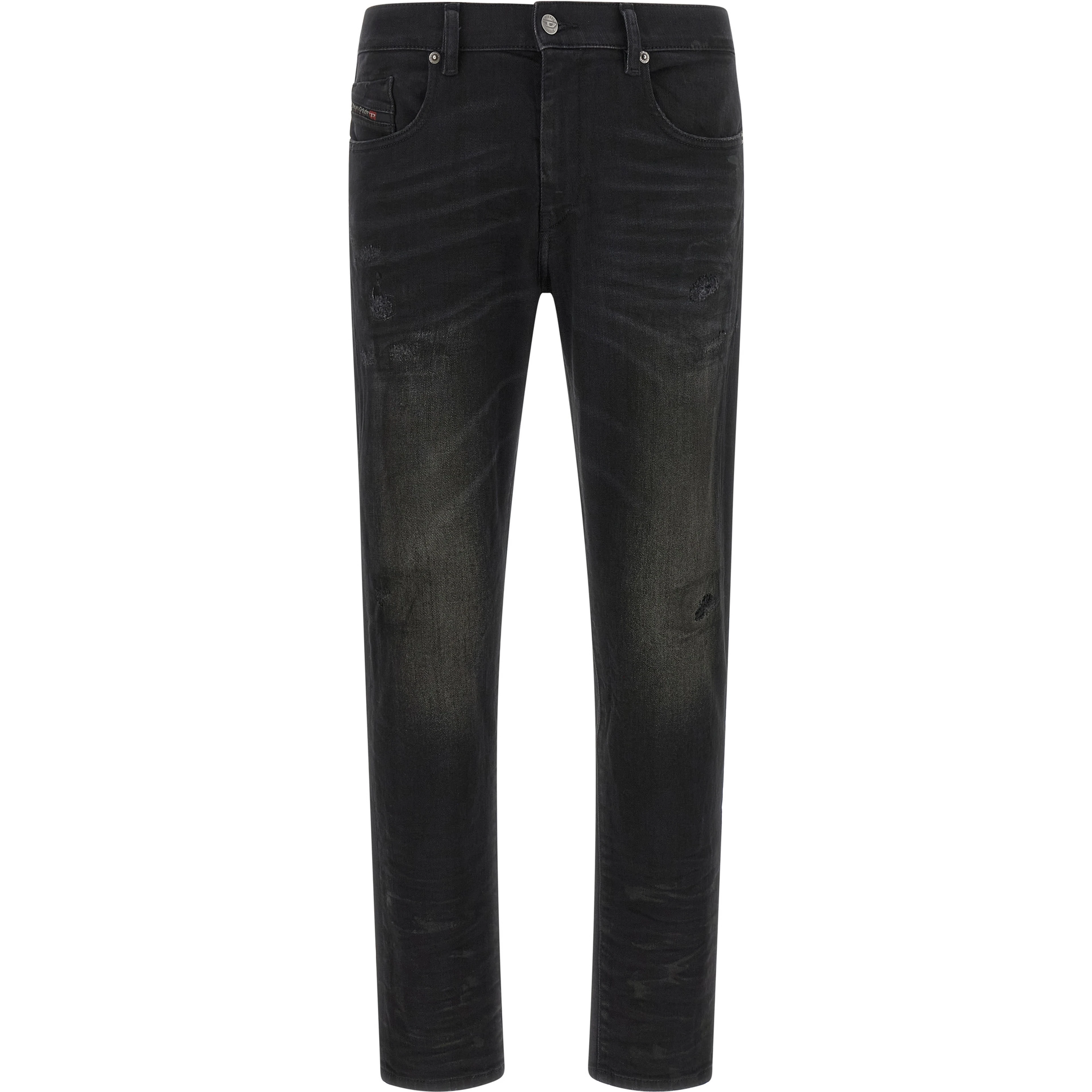 Black Cotton Tapered Jeans