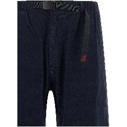 Blue Cotton Casual Pants