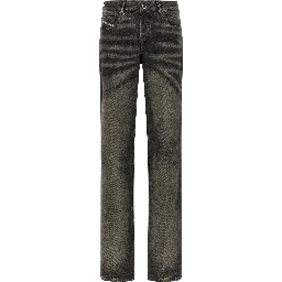 Black Cotton Straight-Leg Jeans