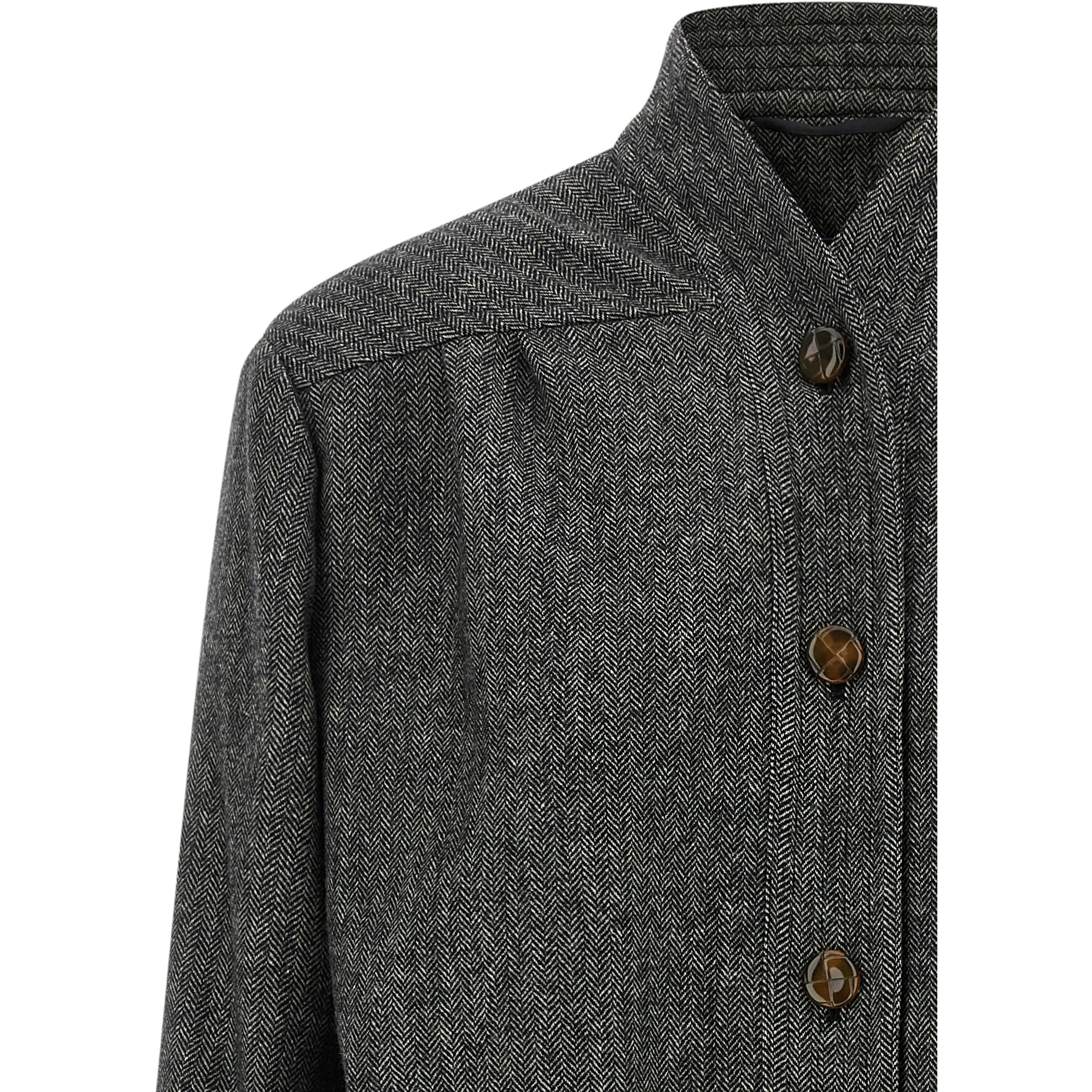Gray Virgin Wool Full-Length Jacket