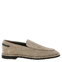 Beige Calfskin Slip-On Loafers